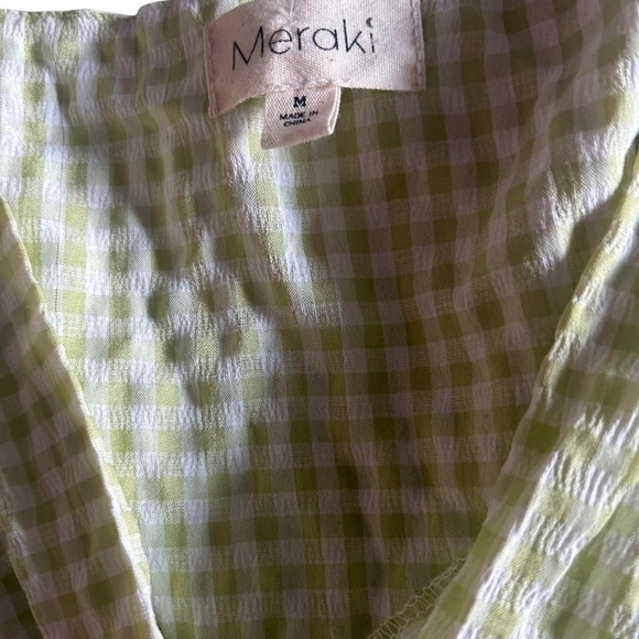 NWOT- Lime Checkered Gingham Blouse - Picture 4 of 5